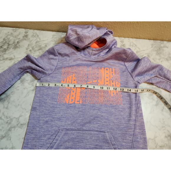 Under Armour Girls Purple Orange Long Sleeve Pullover‎ Hoodie Sweatshirt Size M - Picture 5 of 6